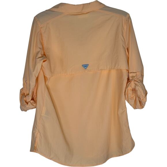 Columbia PFG Womens S Peach Vented Fishing Shirt Roll Tab Sleeves - Picture 5 of 12
